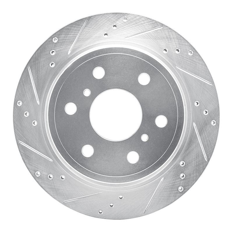 Cadillac Escalade EXT Brake Rotor (1) - Rear Left - R1 Concepts - Drilled & Slotted - Silver - `07-`20